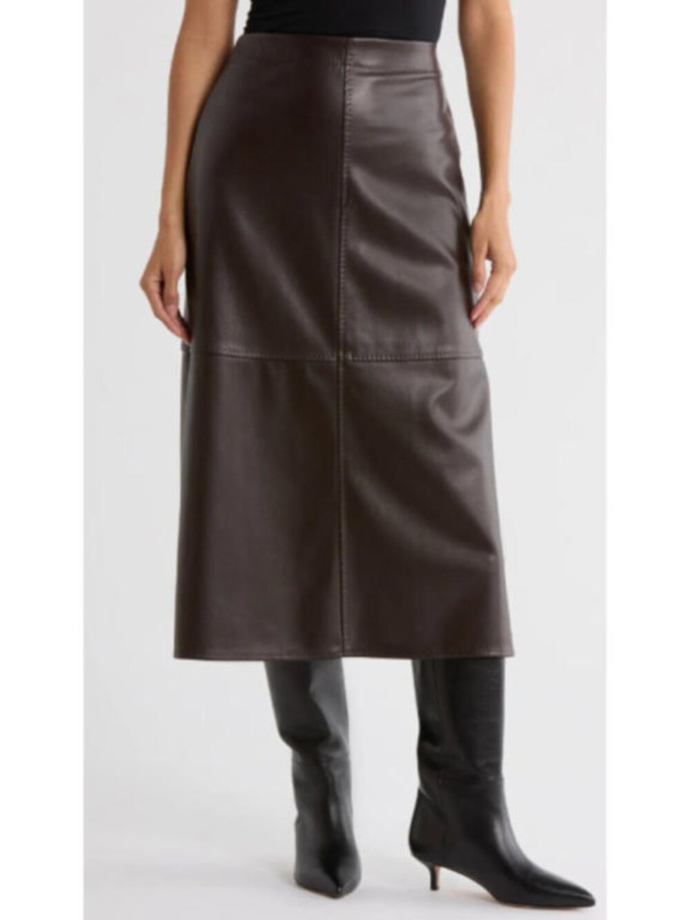 Max Studio London Faux Leather A-Line Skirt Size XL New Quiet Luxury Classic